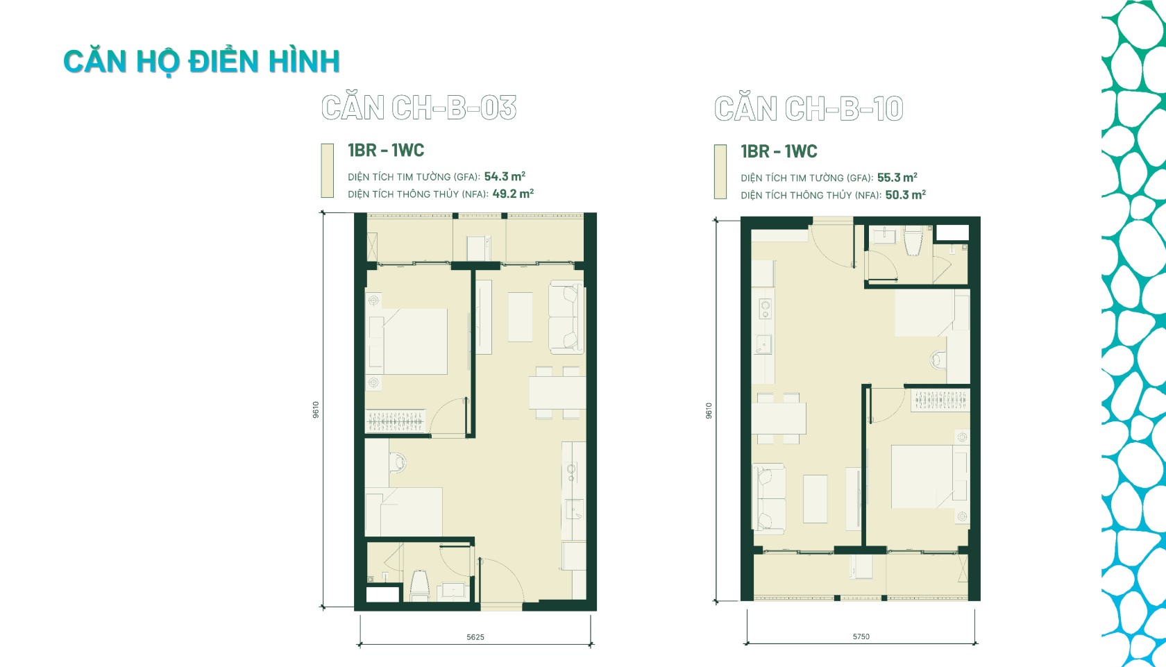 Layout điển Hình Căn 1 Phòng Ngủ Happy One Mori