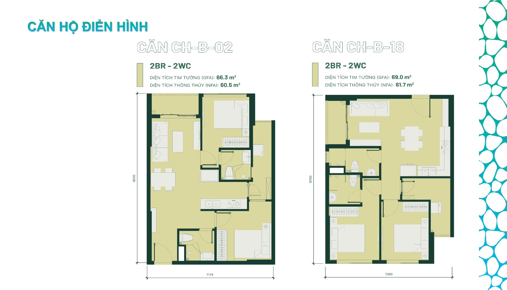 Layout điển Hình Căn 2 Phòng Ngủ